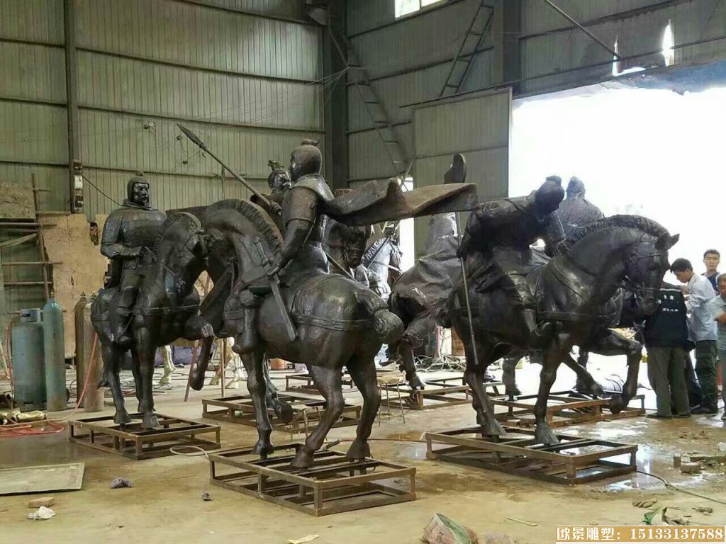 古代骑马将士铜雕塑 人物铜雕塑